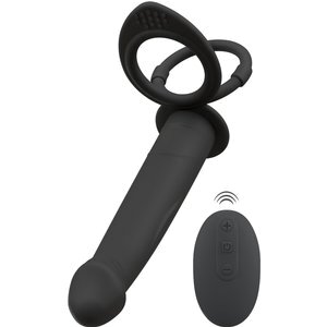 Analvibrator „RC double fucker“ mit Penis- und Hodenring