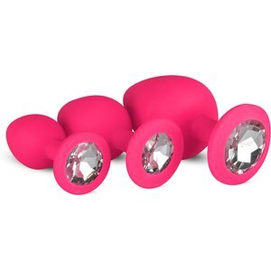 Analplug aus Silikon mit Diamant - pink