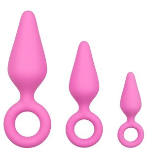 Satz rosa Analplugs mit Zugring