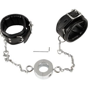 Handfesseln „Hand Cuffs & Cock Ring" plus Penisring an Karabinerketten