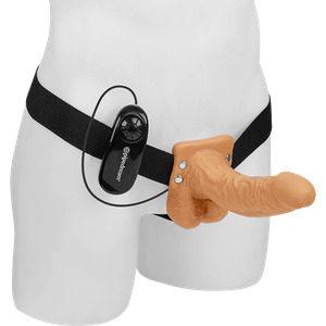 Vibrating Hollow Strap-On with Balls, 21 cm