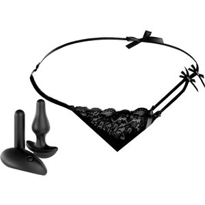 Vibro-String „Remote Bowtie Bikini“ inkl. Analplug, Vibrobullet, kabellose Fernbedienung