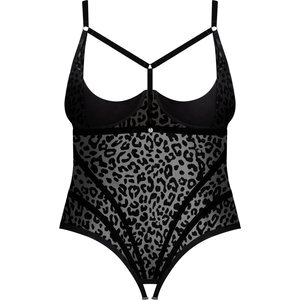 Body ouvert „Jagueria“ im transparenten Leo-Look