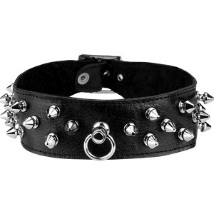 Breites Leder-Halsband mit Killernieten