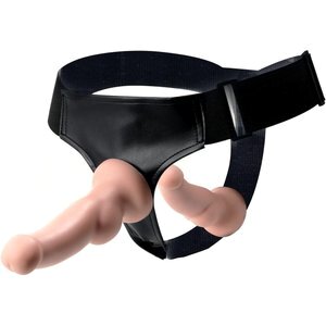 Doppelter Strap-On-Harness mit abnehmbaren Dildos