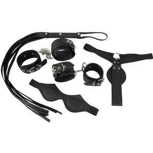 Bondage-Set vegan mit Fesseln, Flogger und Augenbinde, 5-teilig