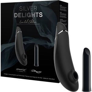 Toy-Set „Silver Delights Collection“ mit Pulsator Womanizer Premium und Minivibrator We-Vibe Tango